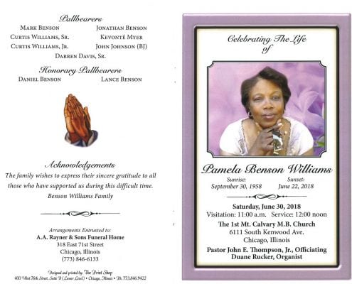 Pamela Benson Williams Obituary