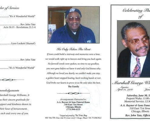 Marshall George Williams Jr Obituary