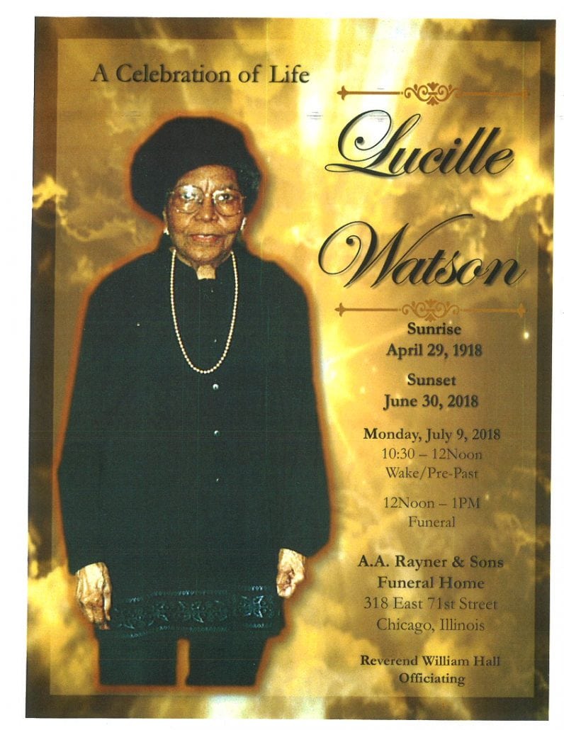 Lucille Watson Obituary
