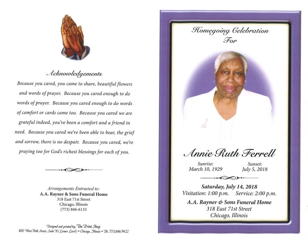 Annie Ruth Ferrell Obituary