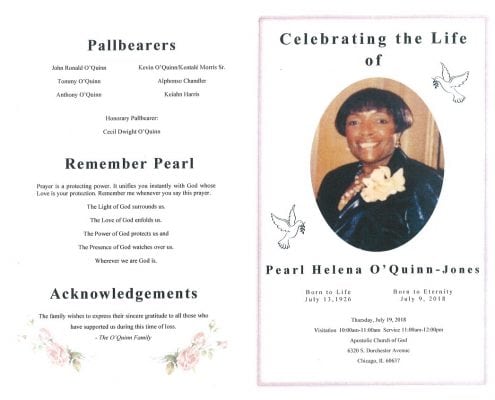 Peral Helena OQuinn Jones Obituary