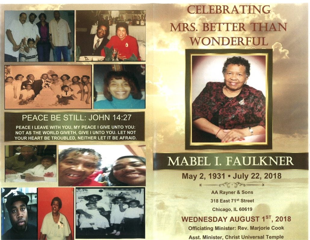 Mabel I Faulkner Obituary AA Rayner and Sons Funeral Home Chicago