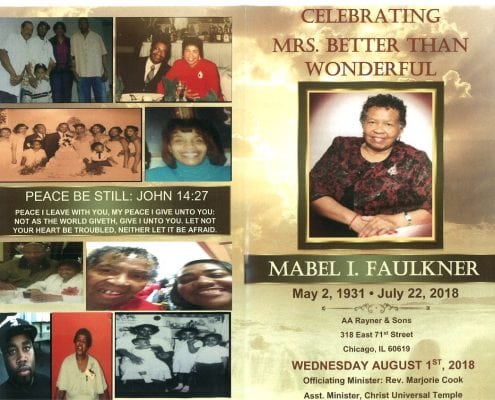 Mabel I Faulkner Obituary AA Rayner and Sons Funeral Home Chicago