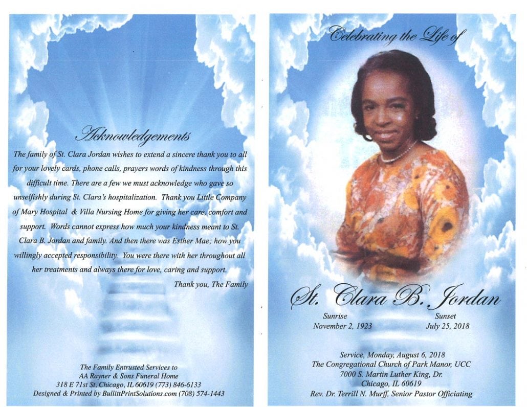 St Clara B Jordan Obituary