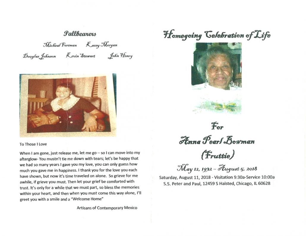 Anna Pearl Bowman Obituary