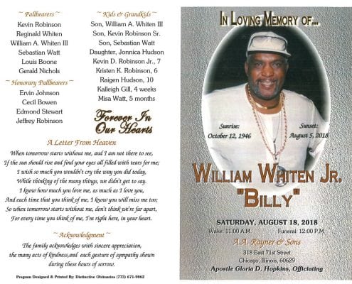 William Whiten Jr Obituary