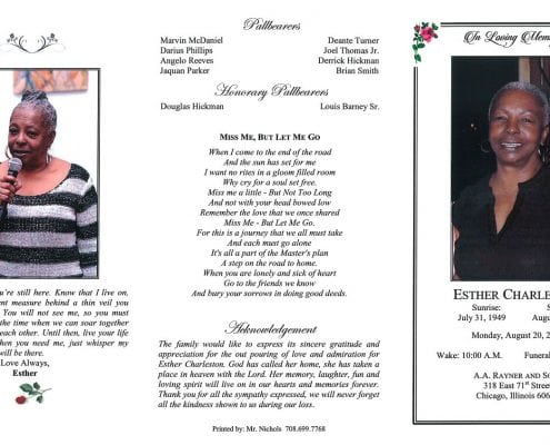 Esther Charleston Obituary