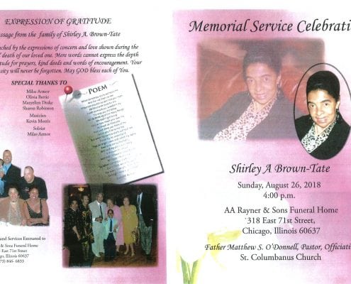 Shirley A Brown Tate Obituary