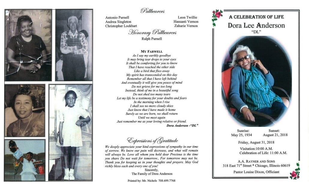 Dora Lee Anderson Obituary