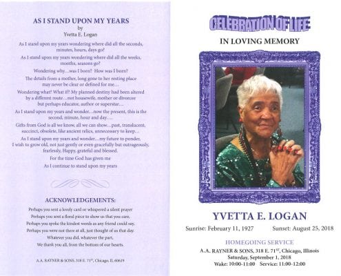 Yvetta E Logan Obituary