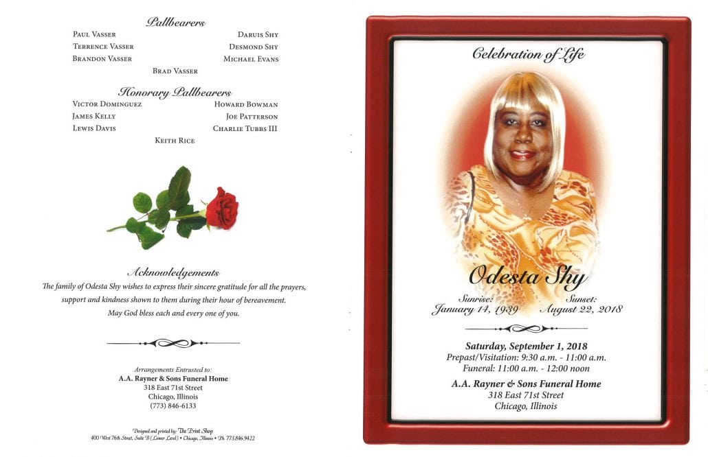 Odesta Shy Obituary