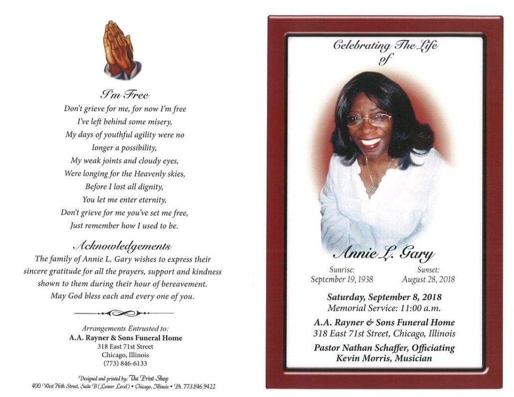 Annie L Gary Obituary
