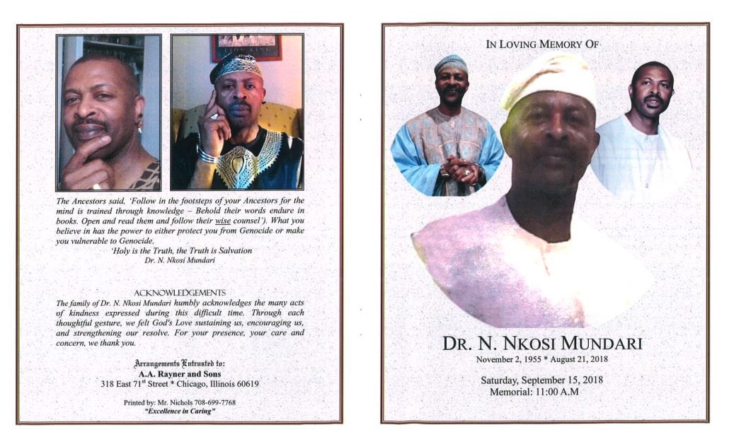Dr N Nkosi Mundari Obituary