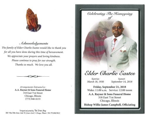 Elder Charlie Eastes Obituary