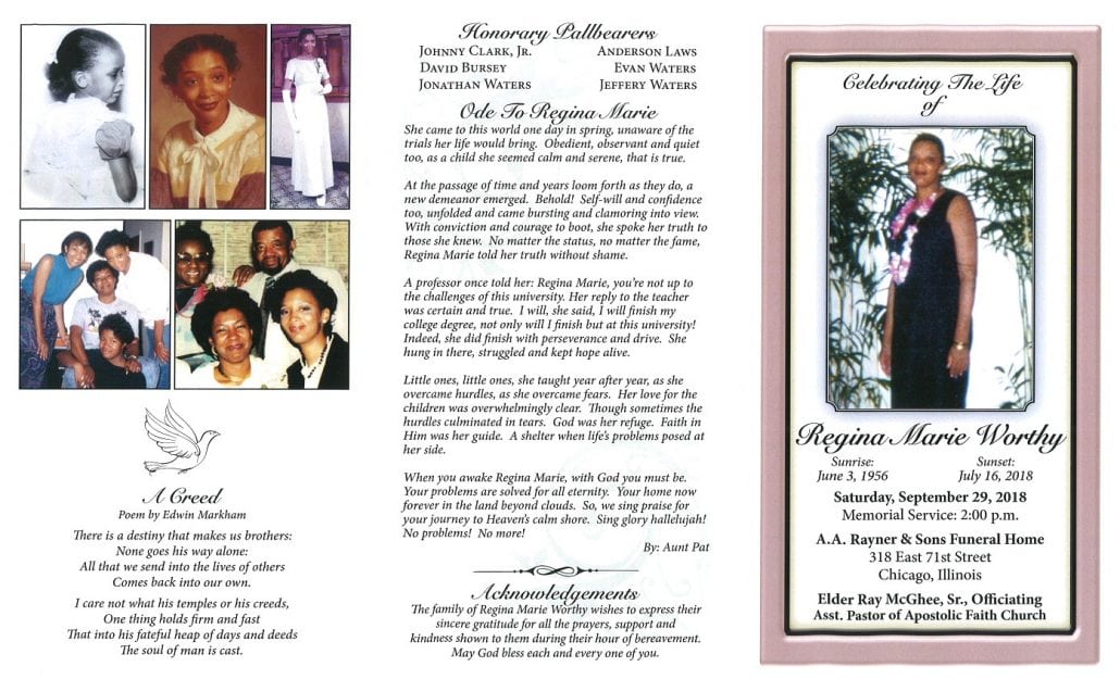 Regina Marie Worthy Obituary
