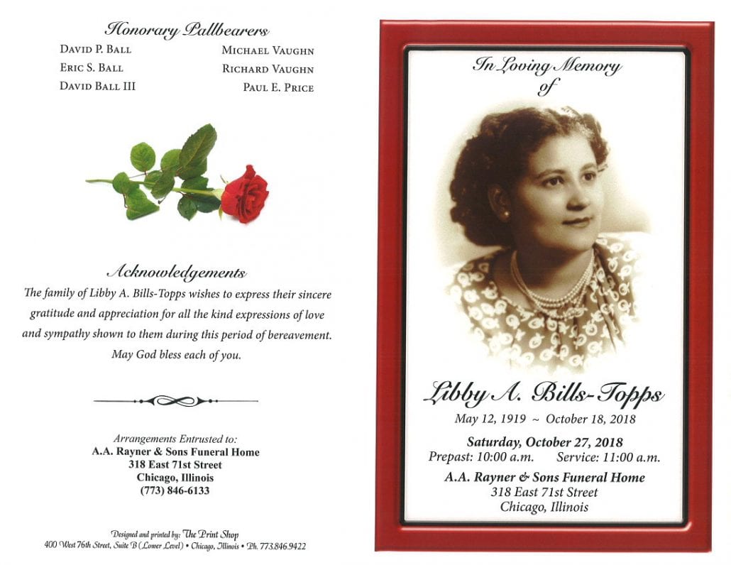 Libby A Bills Topps Obituary