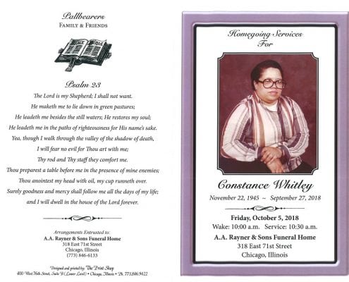Constance Whitley Obituary