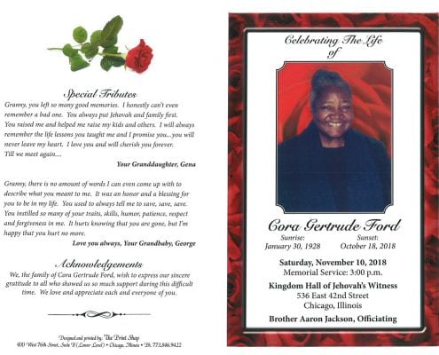 Cora Gertrude Ford Obituary