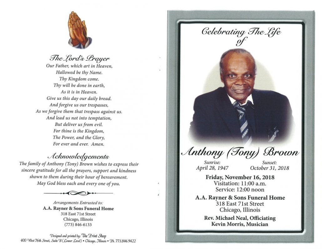 Anthony Tony Brown Obituary