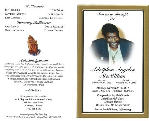 Adolphus Angeles McMillian Obituary
