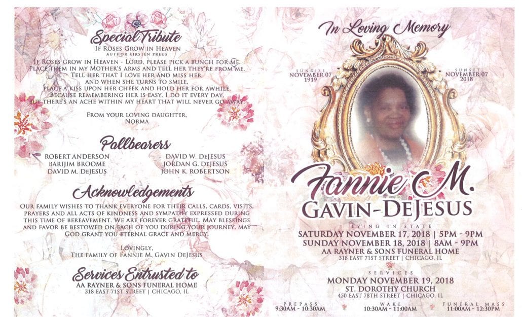 Fannie M Gavin Dejesus Obituary