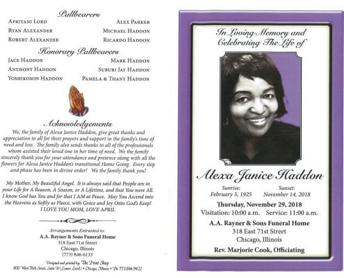 Alexa Janice Haddon Obituary