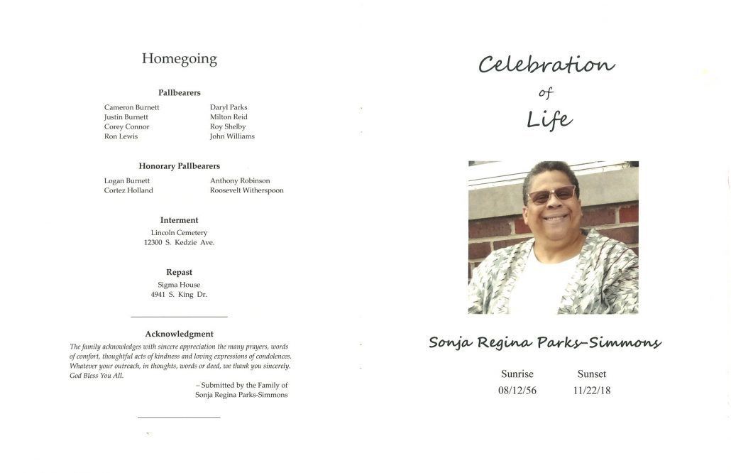 Sonja Regina Parks Simmons Obituary