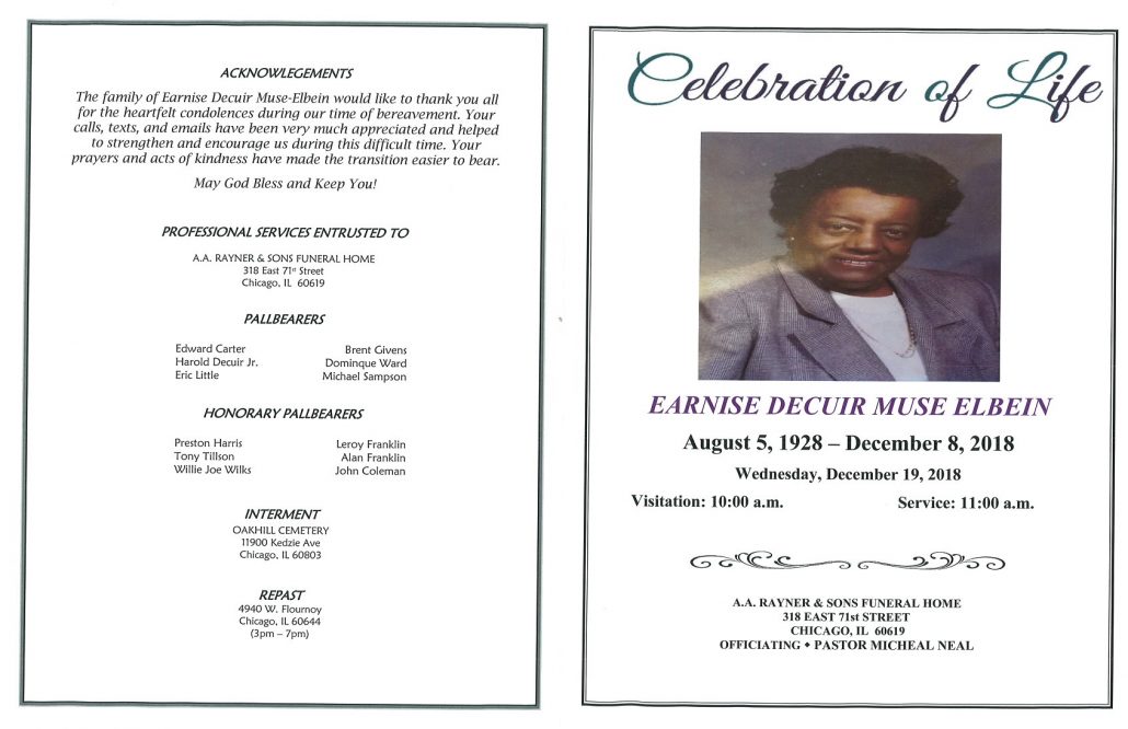 Earnise Decuir Muse Elbein Obituary