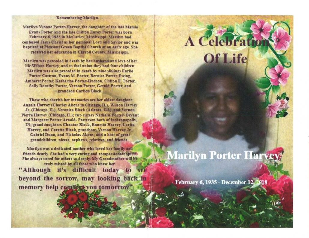 Marilyn Porter Harvey Obituary