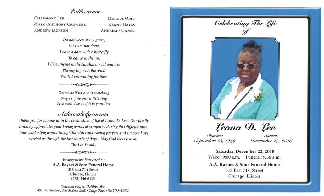 Leona D Lee Obituary