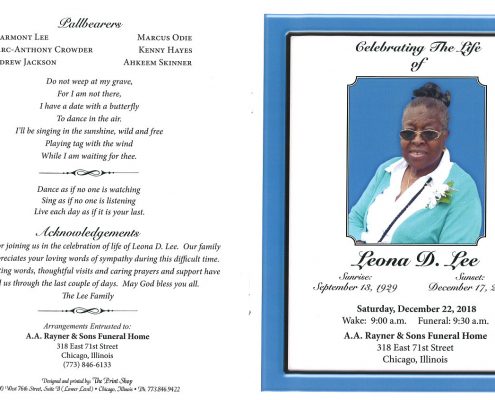 Leona D Lee Obituary