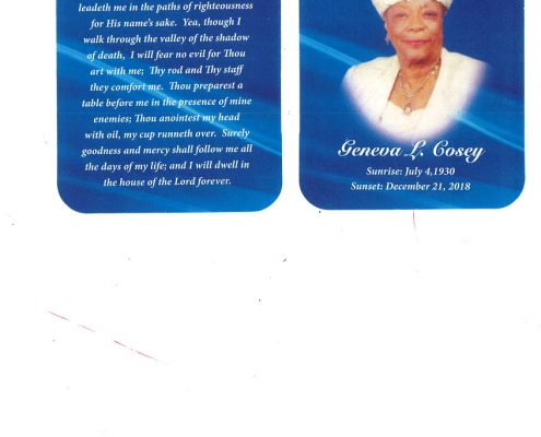 Geneva L Cosey Obituary