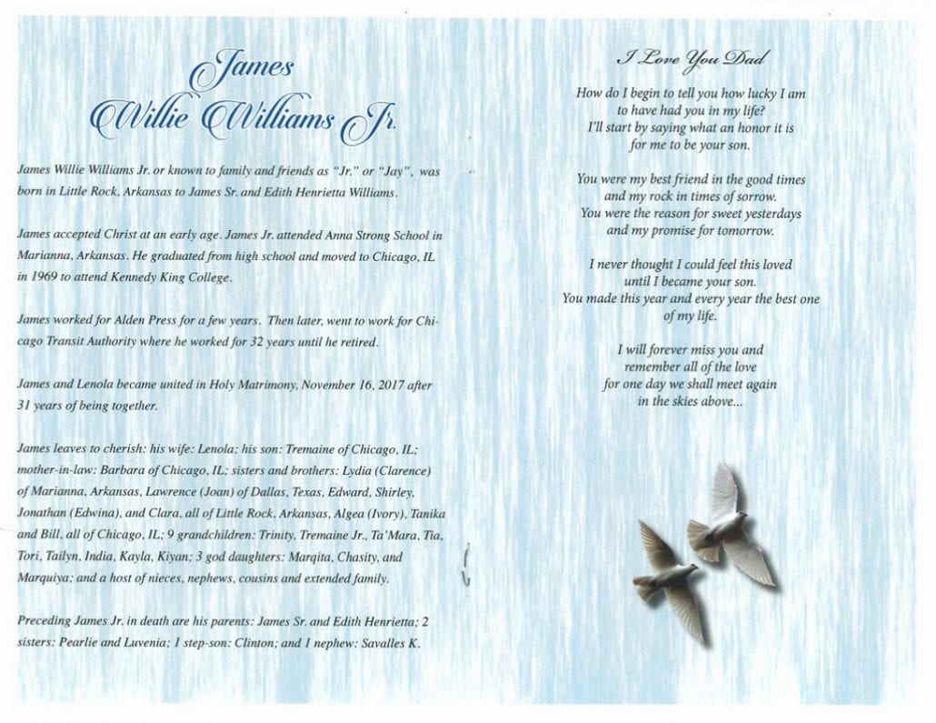 James Willie Williams Jr Obituary