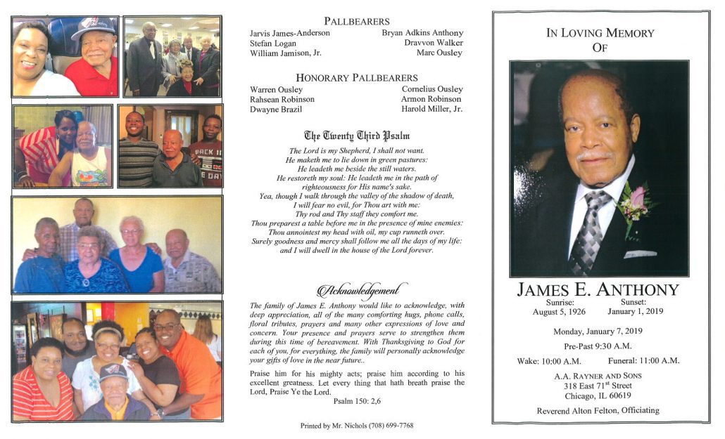 James E Anthony Obituary