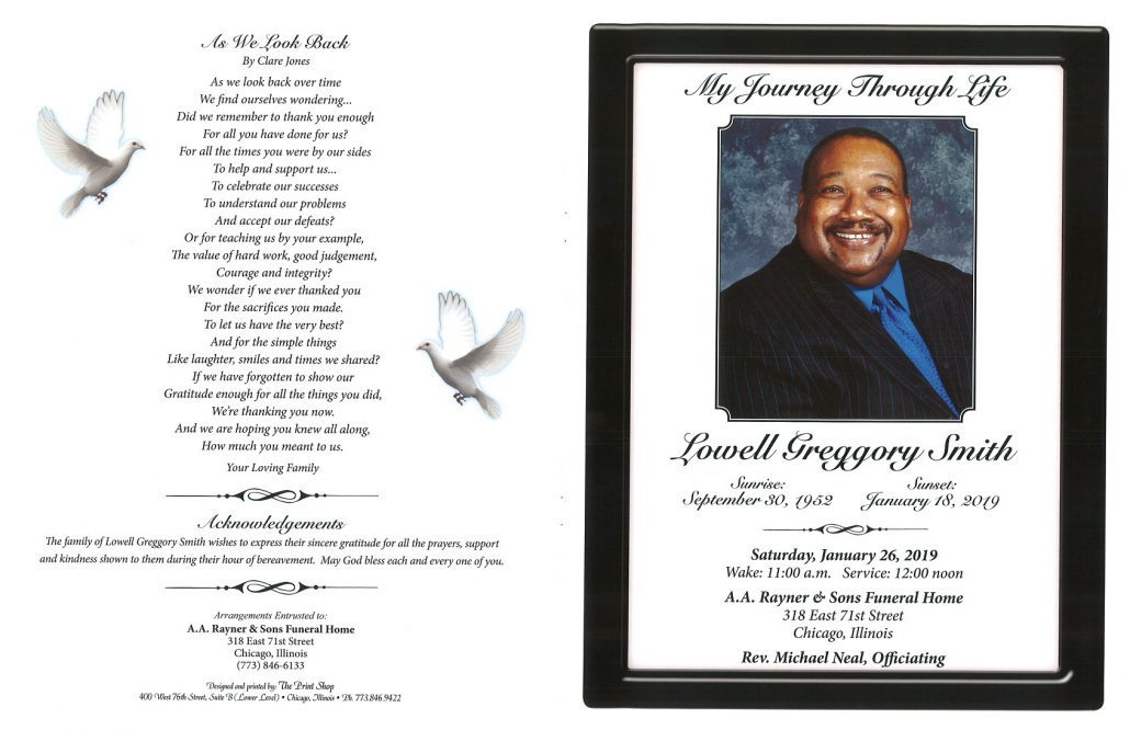 Lowell Greggory Smith Obituary AA Rayner and Sons Funeral Homes