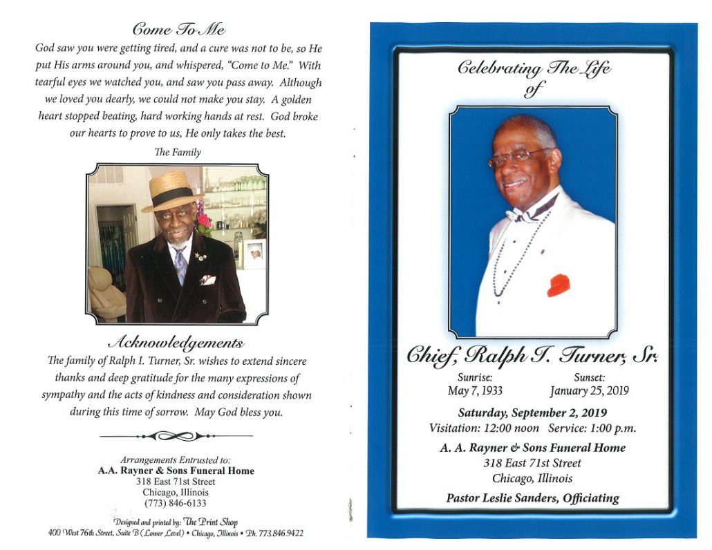 Chief Ralph I Turner Sr Obituary