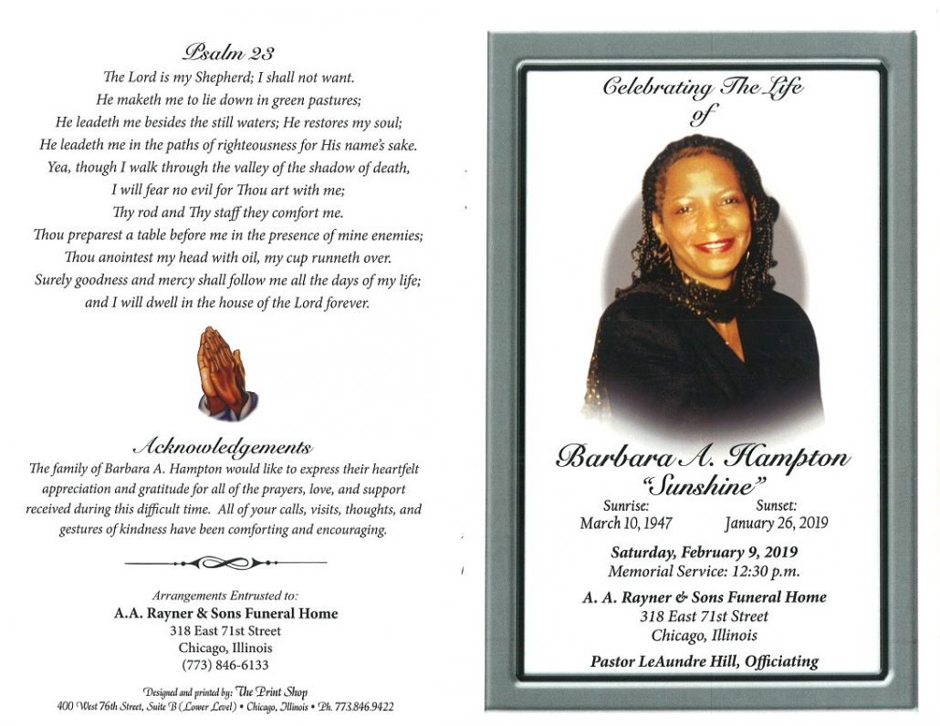 Barbara A Hampton Obituary