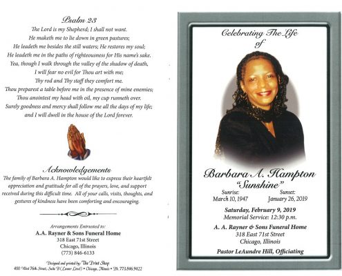 Barbara A Hampton Obituary