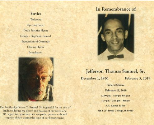 Jefferson Thomas Samuel Sr Obituary