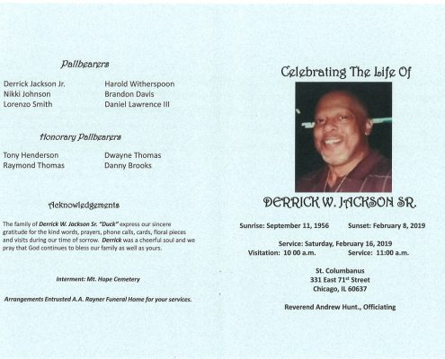 Derrick W Jackson Sr Obituary