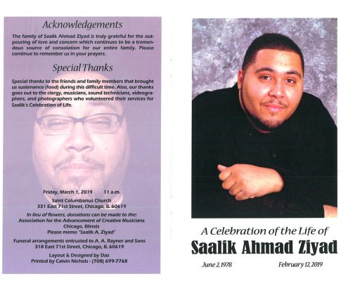 Saalik Ahmad Ziyad Obituary