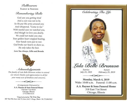 Lula Belle Brunson Obituary