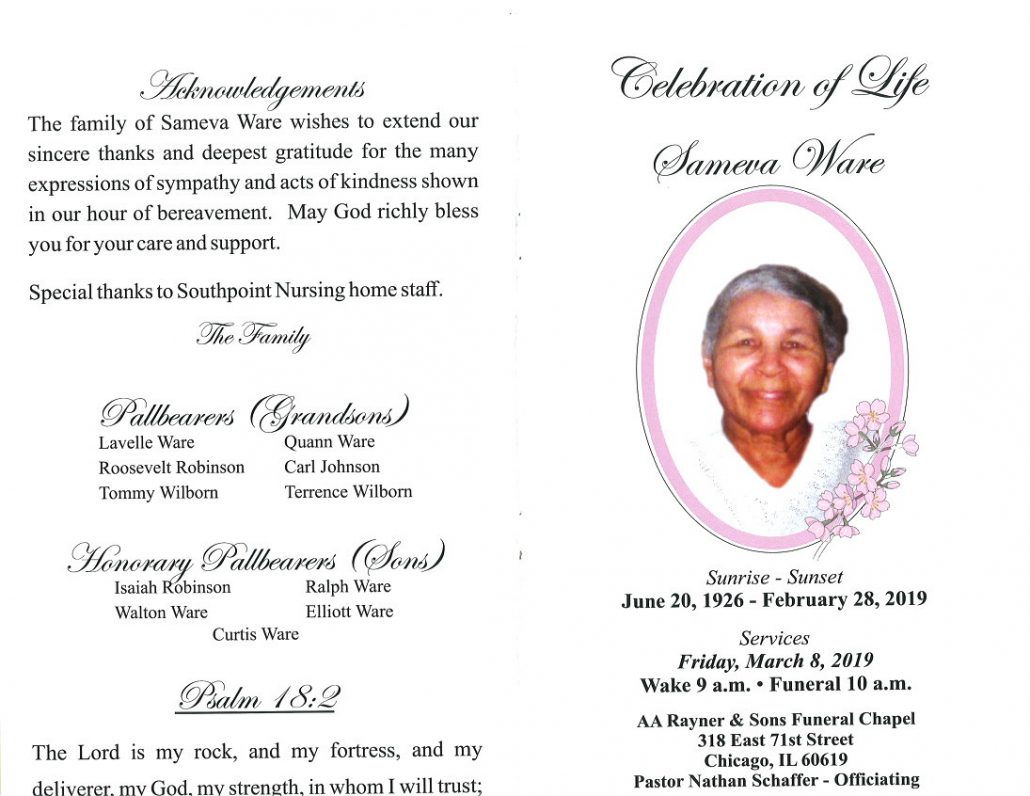 Sameva Ware Obituary