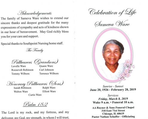 Sameva Ware Obituary