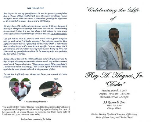 Roy A Haynes Jr Obituary
