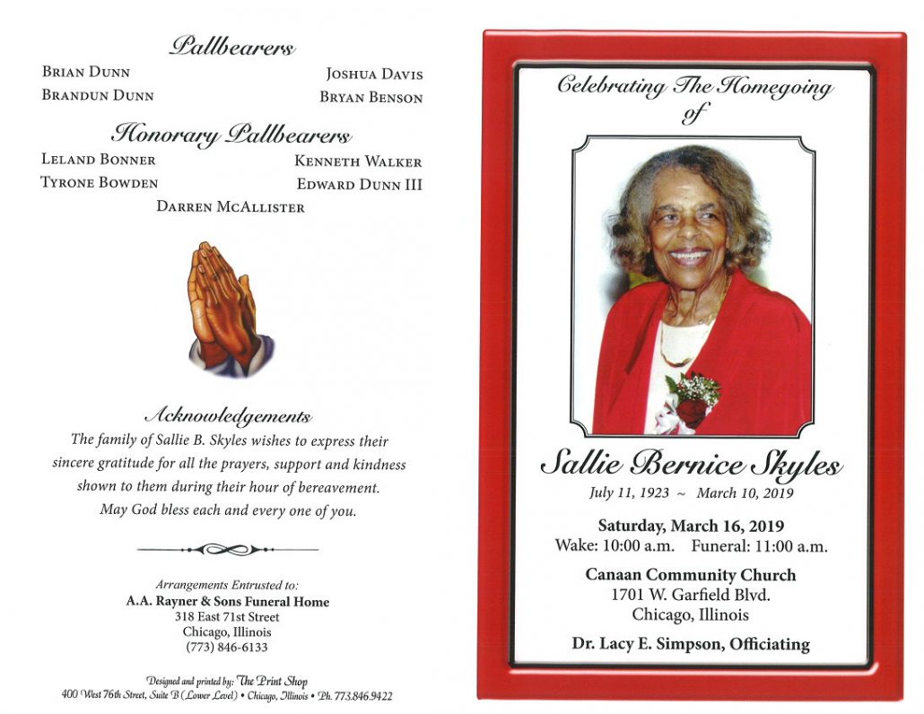 Sallie Bernice Skyles Obituary