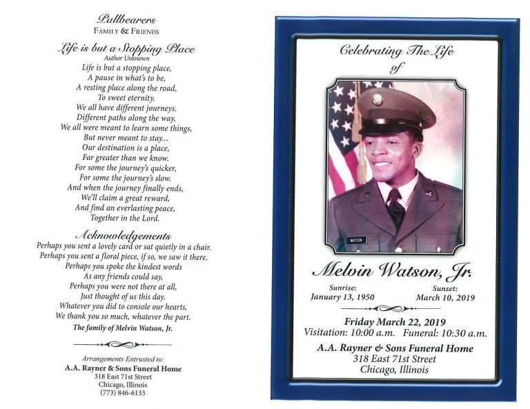 Melvin Watson Jr Obituary | AA Rayner and Sons Funeral Homes