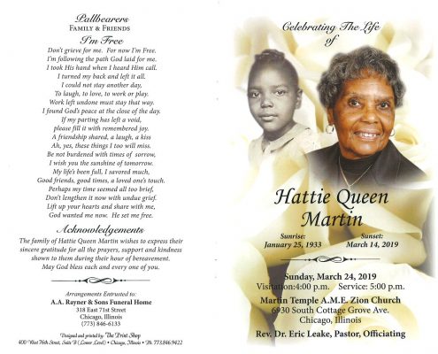 Hattie Queen Martin Obituary