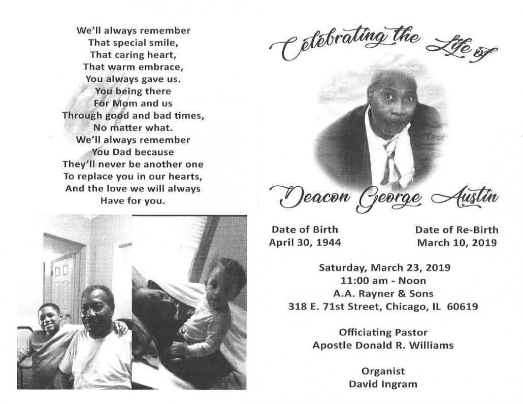 Deacon Austin Obituary AA Rayner and Sons Funeral Homes