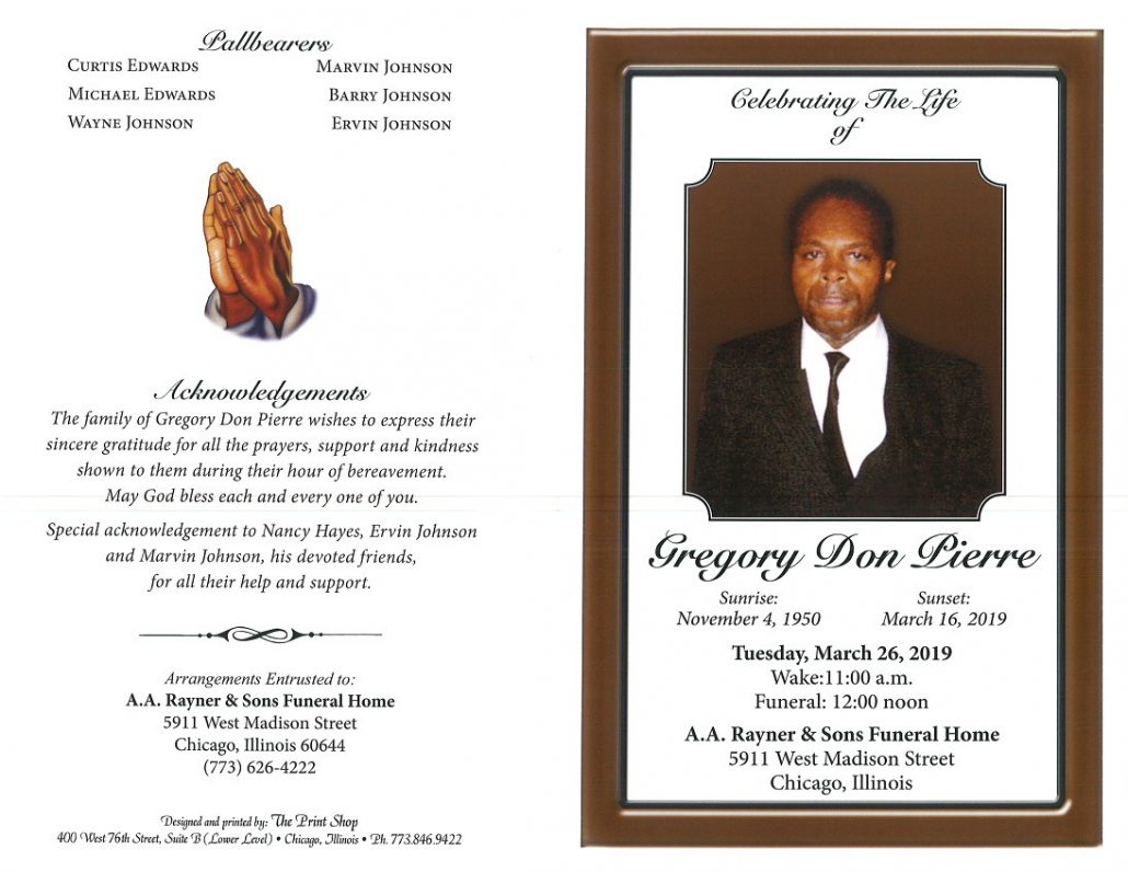 Gregory Don Pierre Obituary